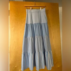 J.McLaughlin Blue and White Striped Cotton Poplin Skirt